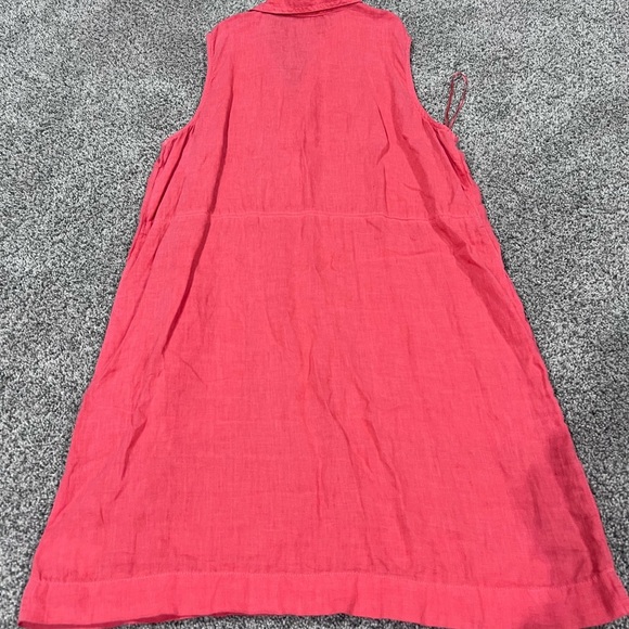 C & C California 100% Linen Collared Sleeveless Pockets Peach Orange Dress US 12 - Picture 6 of 6